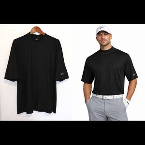 Nike Golf Dri-FIT Black Shirt Mock Neck Athletic Tee XXL